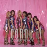 26-04-1986 Dolly Dots, Ria Brieffies, Angela Groothuizen, Anita Heilker, Angéla Kramers, Esther Oosterbeek and Patty Zomer at studio in Amsterdam, The Netherlands. Photo: Govert de Roos/Connu